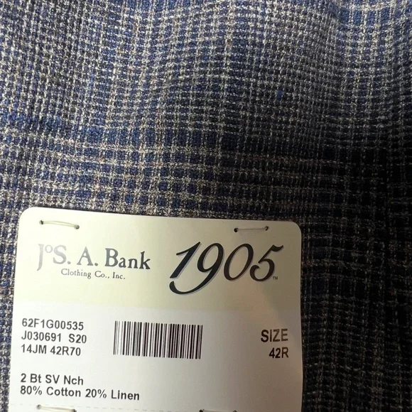 “NEW” 42R Blue striped Gray Blazer 1905 J°S. A. Bank Clothing Co.